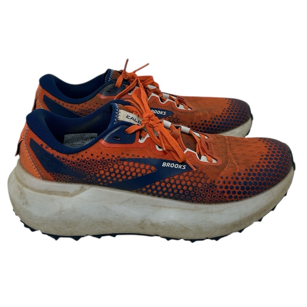 Brooks Caldera 6 Trail Running Shoes Mens Size 9.5 Orange Blue Cushioned Sneaker